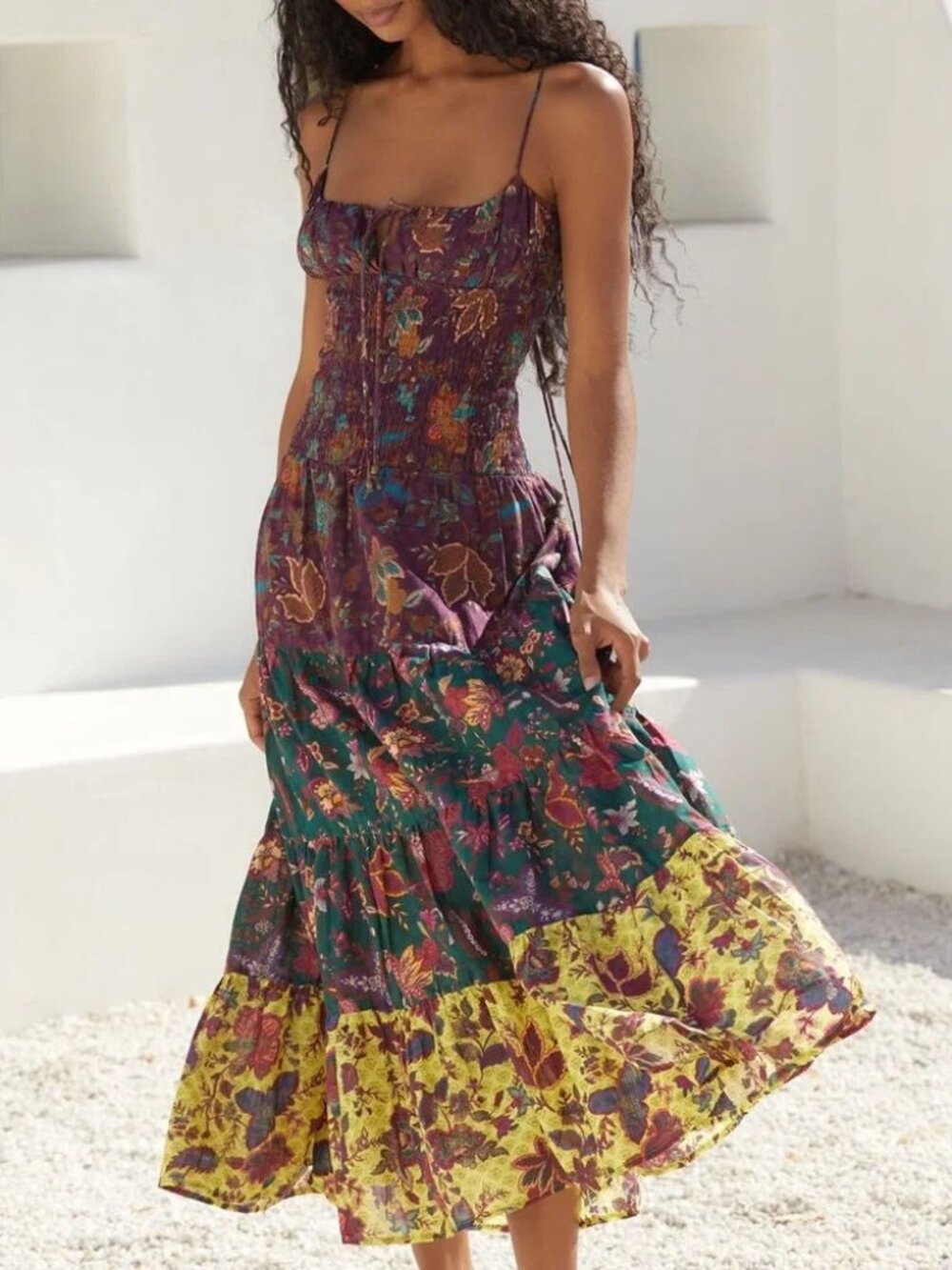 Anthropologie Josephine Dark Floral Maxi Dress Summer Sundress Strappy Size XL - Picture 1 of 14